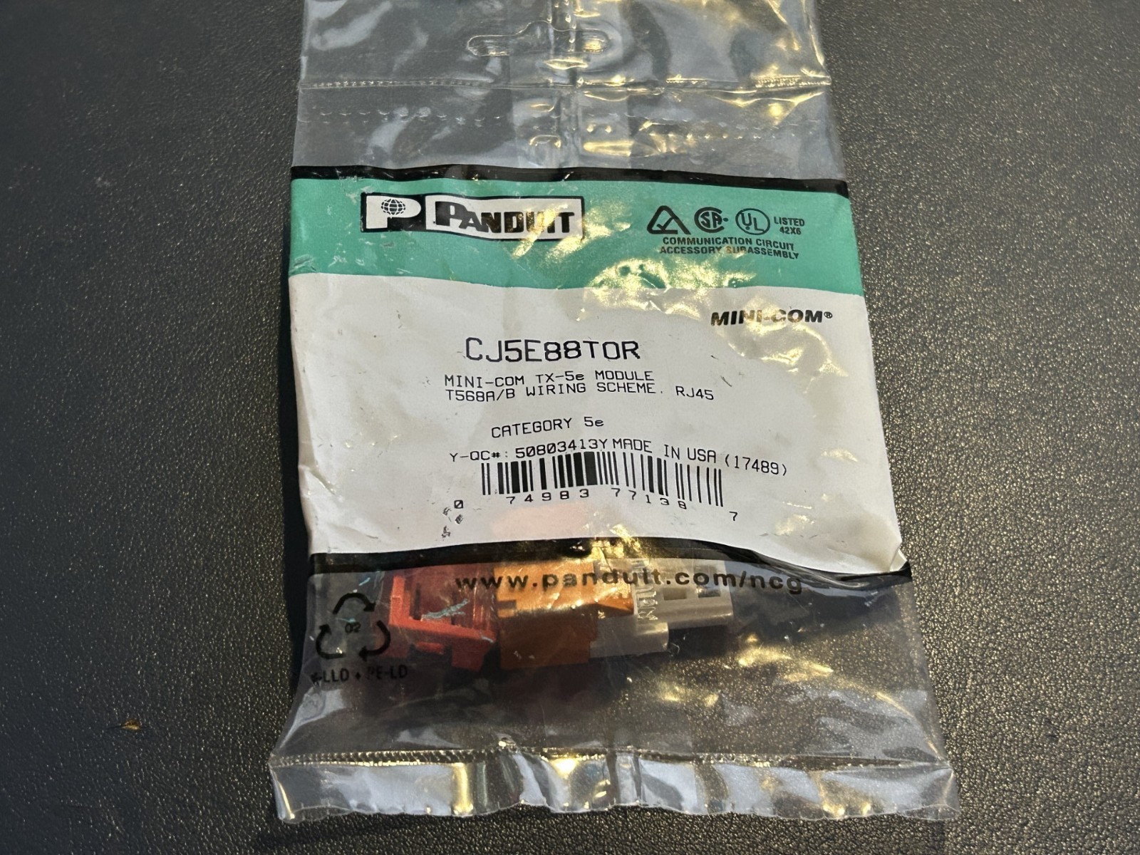 Panduit CJ5E88TOR Mini-Com Module Cat 5E