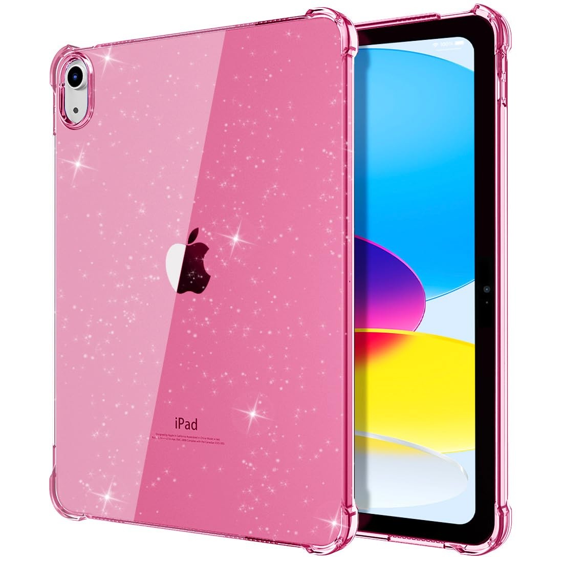 TiMOVO Clear Case for iPad (A16) 11th Generation 11 Inch Glitter Flowers Pink