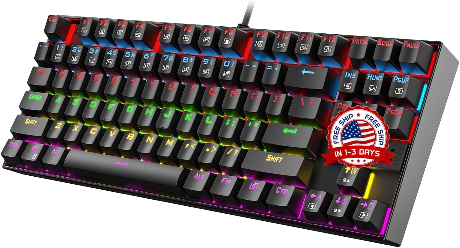 Teclado mecánico para juegos estilo máquina de escribir con retroiluminación RGB