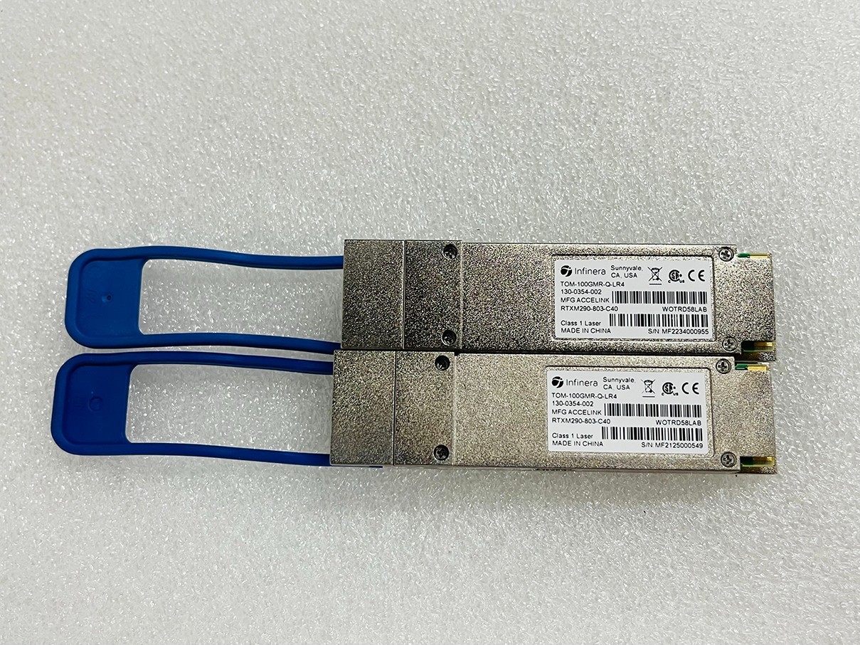 "Lot of 2" Infinera TOM-100GMR-Q-LR4 130-0354-002 10km SMF LC 100G Module