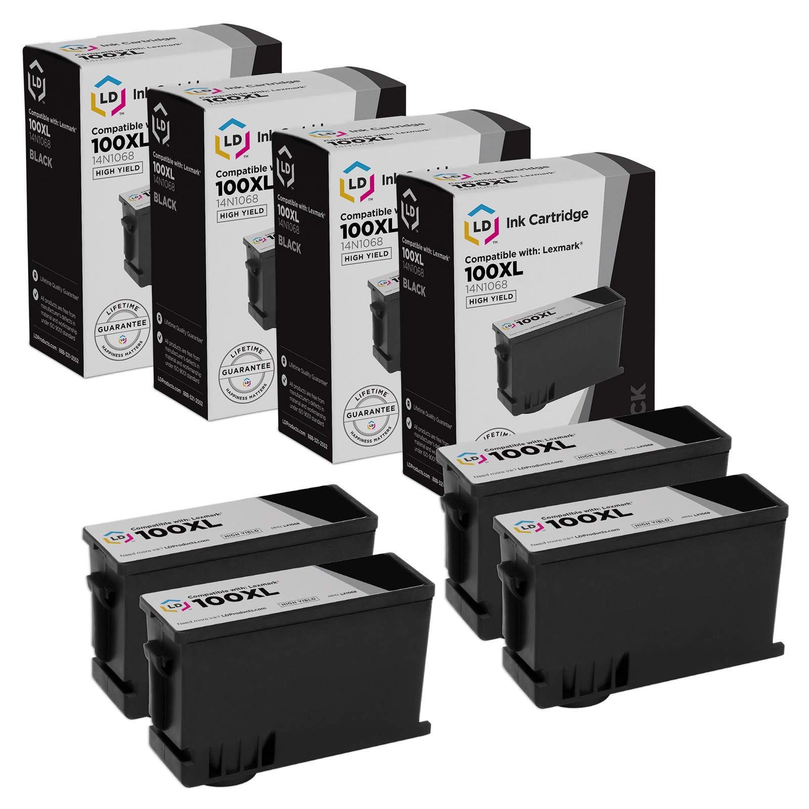 LD Compatible Lexmark 100XL / 100 14N1068 4pk High Yield Black Inkjet Cartridges