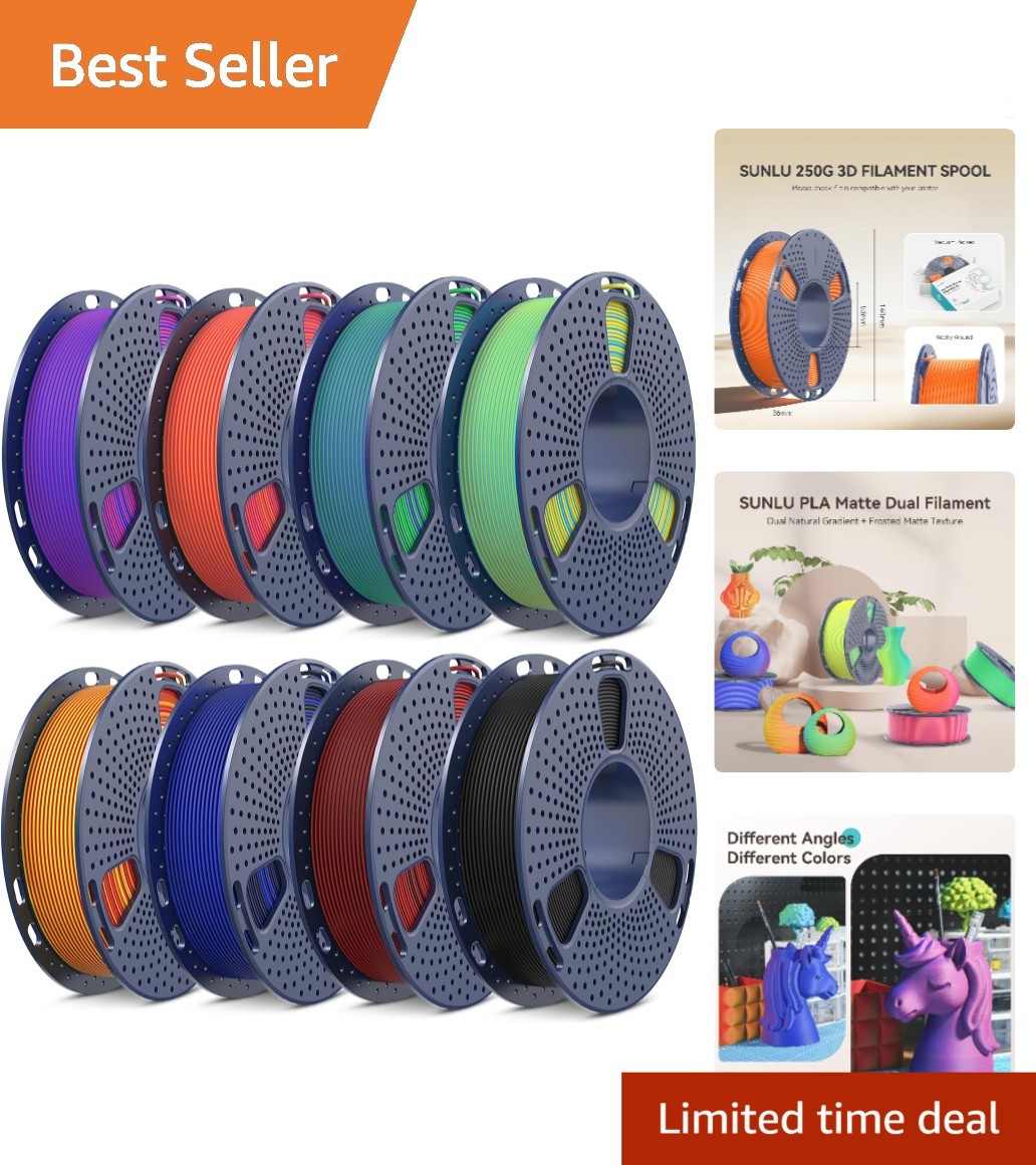 Dual Color PLA Filament Bundle – 1.75mm, 8 Spools, Matte Finish for 3D Printing