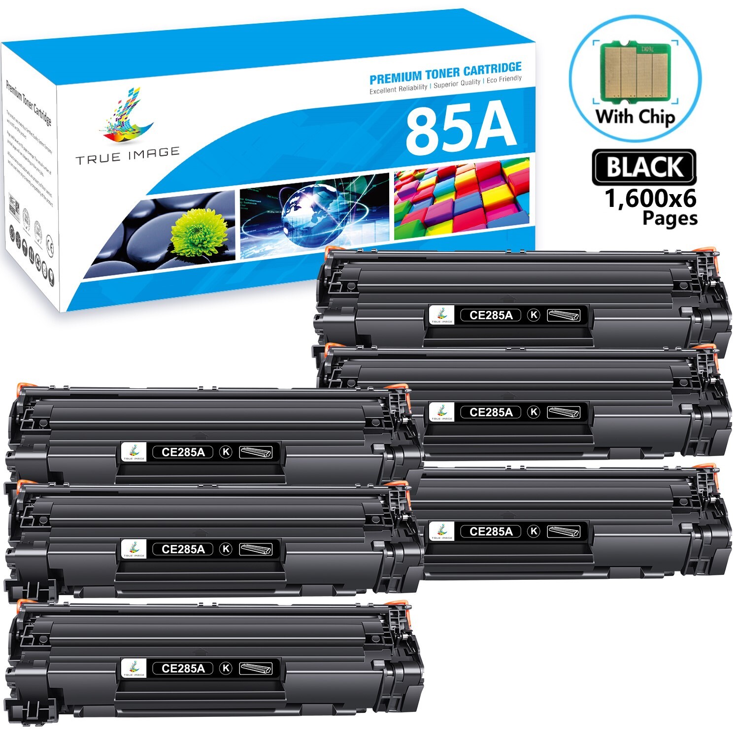 6 PCS CE285A Toner Cartridge for HP 85A Laserjet aserJet P1102 W P1006 M1212NF