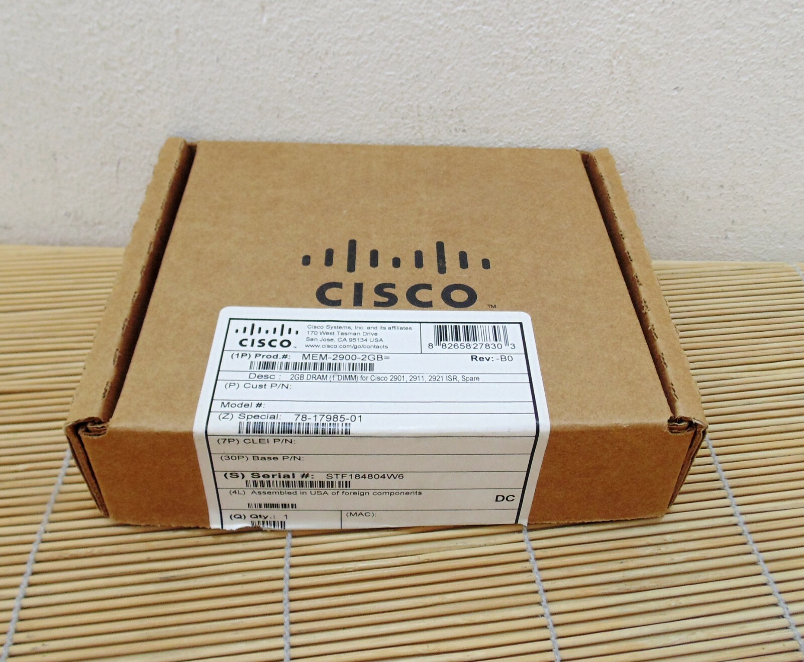 New Cisco MEM-2900-2GB 2GB RAM for Cisco 2901 2911 2921 Routers New Sealed Box