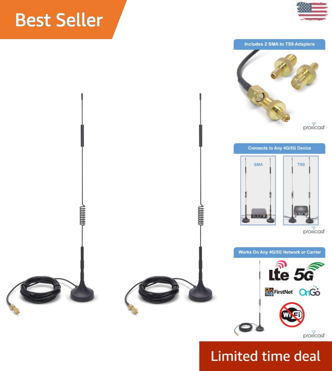 Versatile 4G/5G Magnetic Antenna with SMA & TS9 Adapters – Seamless Installation
