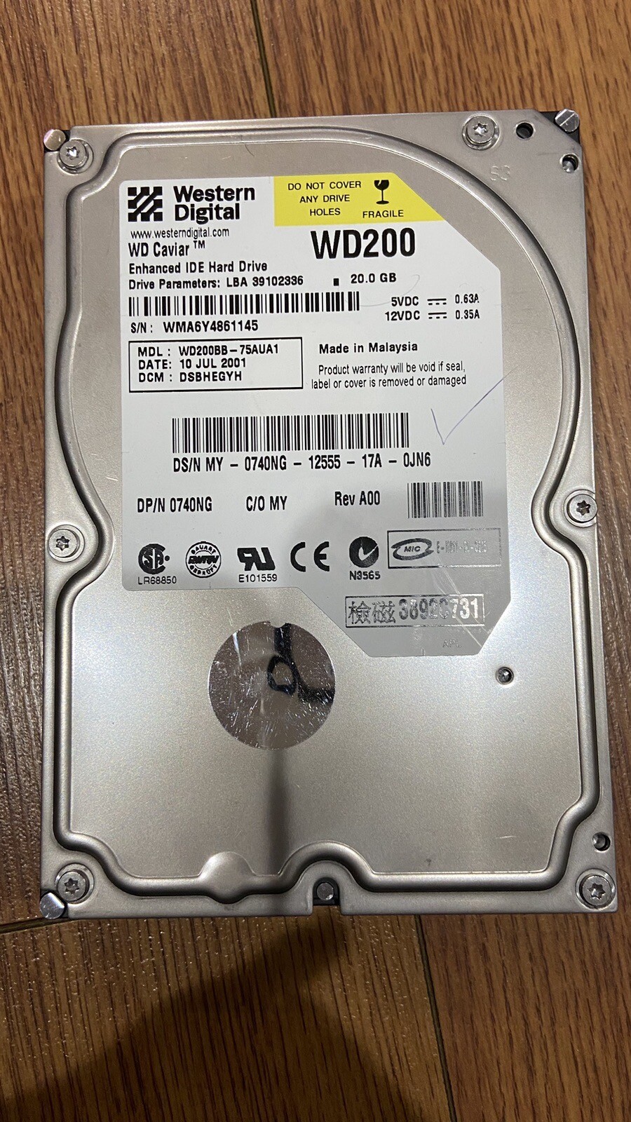 Western Digital Caviar WD200 WD200BB-75AUA1 20GB IDE Hard Drive