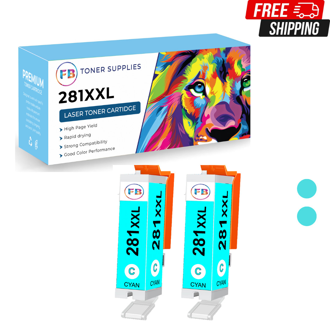 2x Cyan PGI-280XXL CLI-281XXL Ink Cartridges for Canon PIXMA TS6120 TS6220 TS812