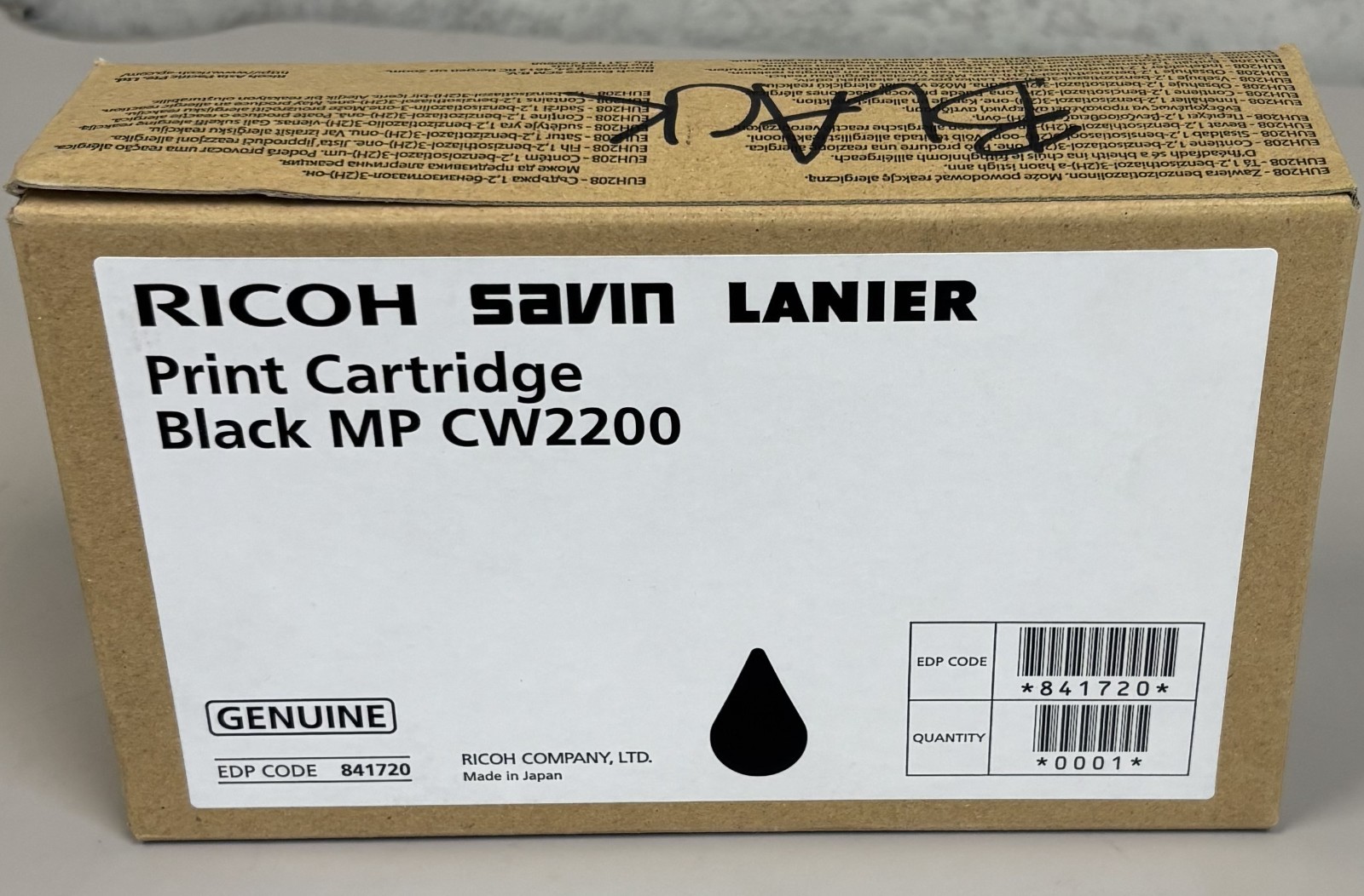 Ricoh Genuine MP CW2200 841720 Black Print Cartridge Original OEM April 2025 +