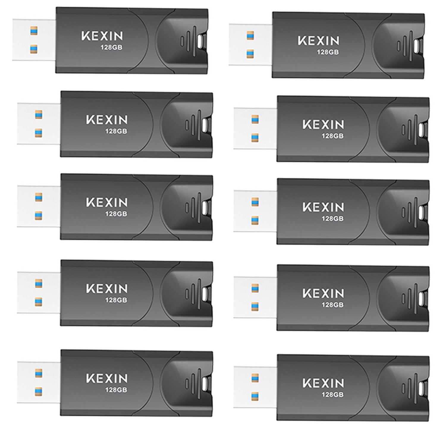 Kexin USB 3.0 128GB 10pcs High Speed Retractable Style Flash Drive Memory Sticks