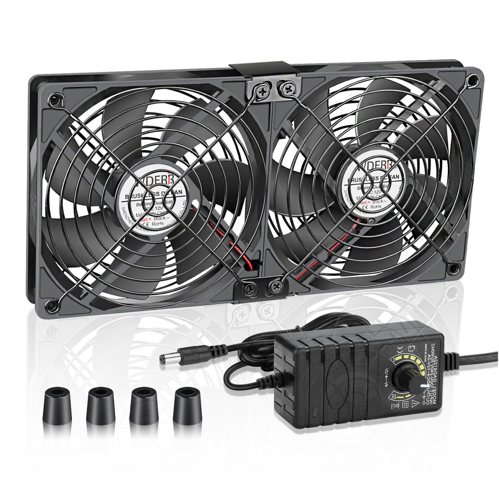 Server Cooling 2 x 120mm Big Airflow Computer Fan 110V-240V with AC Variable ...