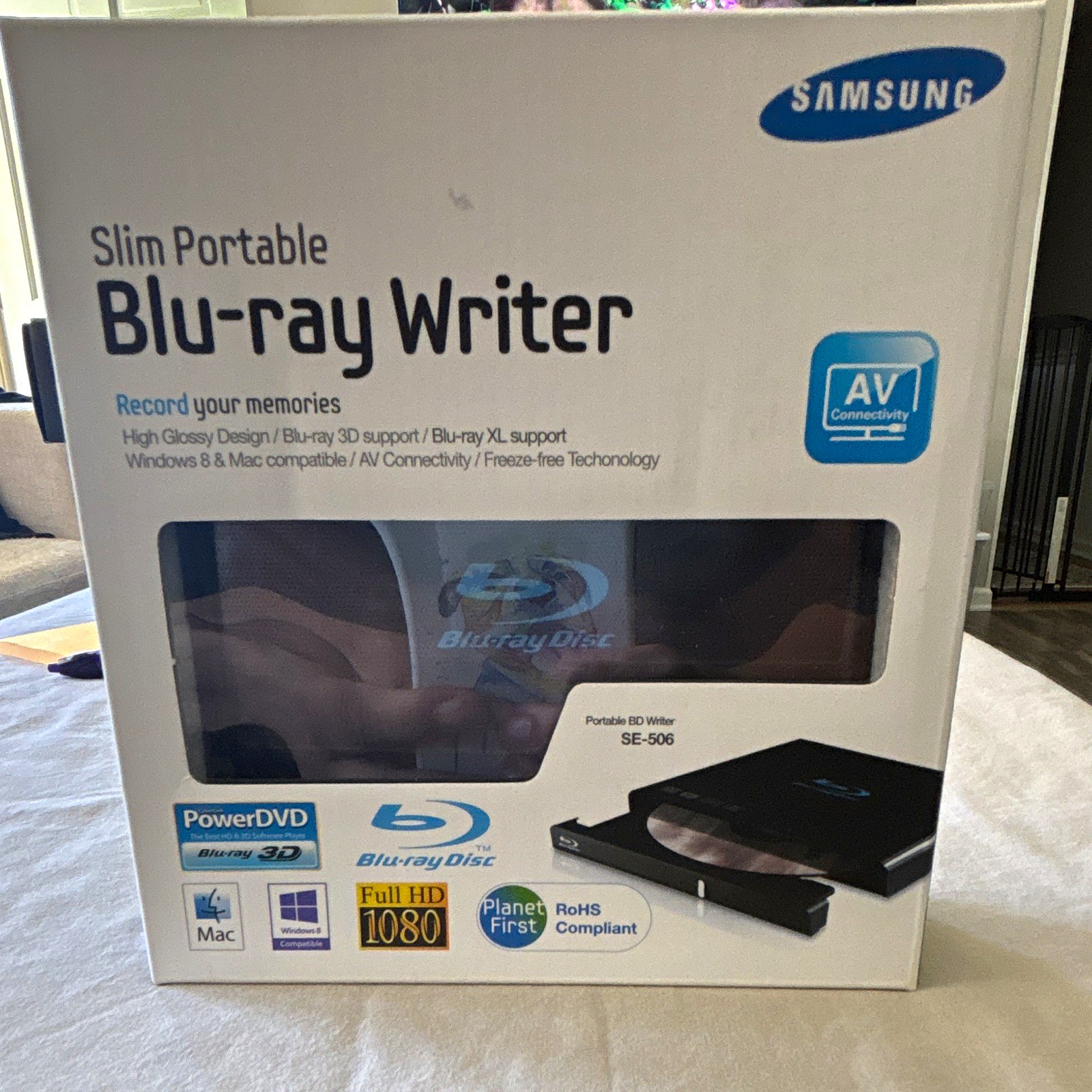 Samsung Slim Portable Blu-ray Writer SE-506 External USB 2.0/3.0 6x Black
