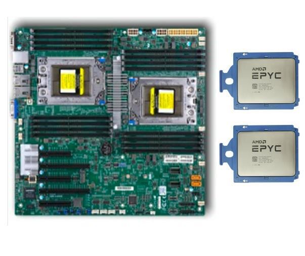 2x AMD EPYC 7551 32-Core 64-Thread CPUs + Supermicro H11DSi E-ATX Motherboard