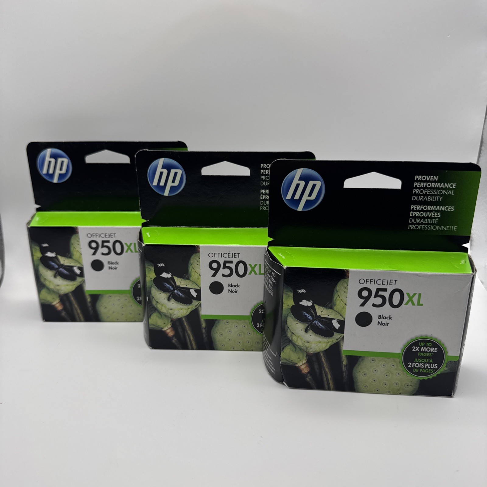HP 950XL Black Ink Cartridges Lot Of 3 In Original Packaging Sealed Expired 3/18