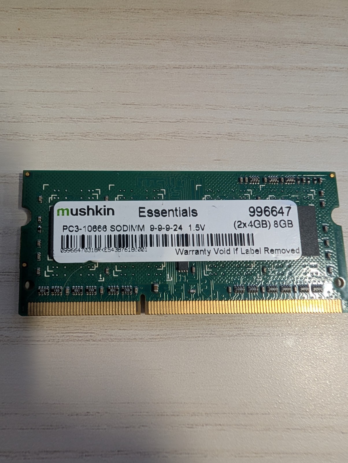 Mushkin Essentials 8gb Laptop Memory Pc3-10666 DDR3  See Pics