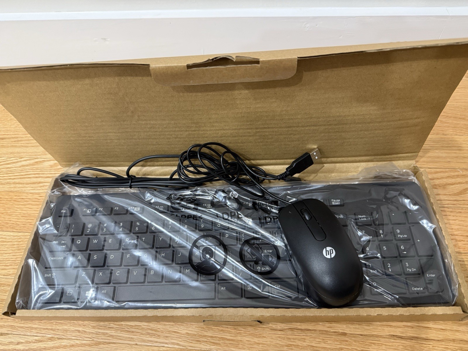 NEW HP Slim Keyboard with Mouse Wired USB Black 803181-001