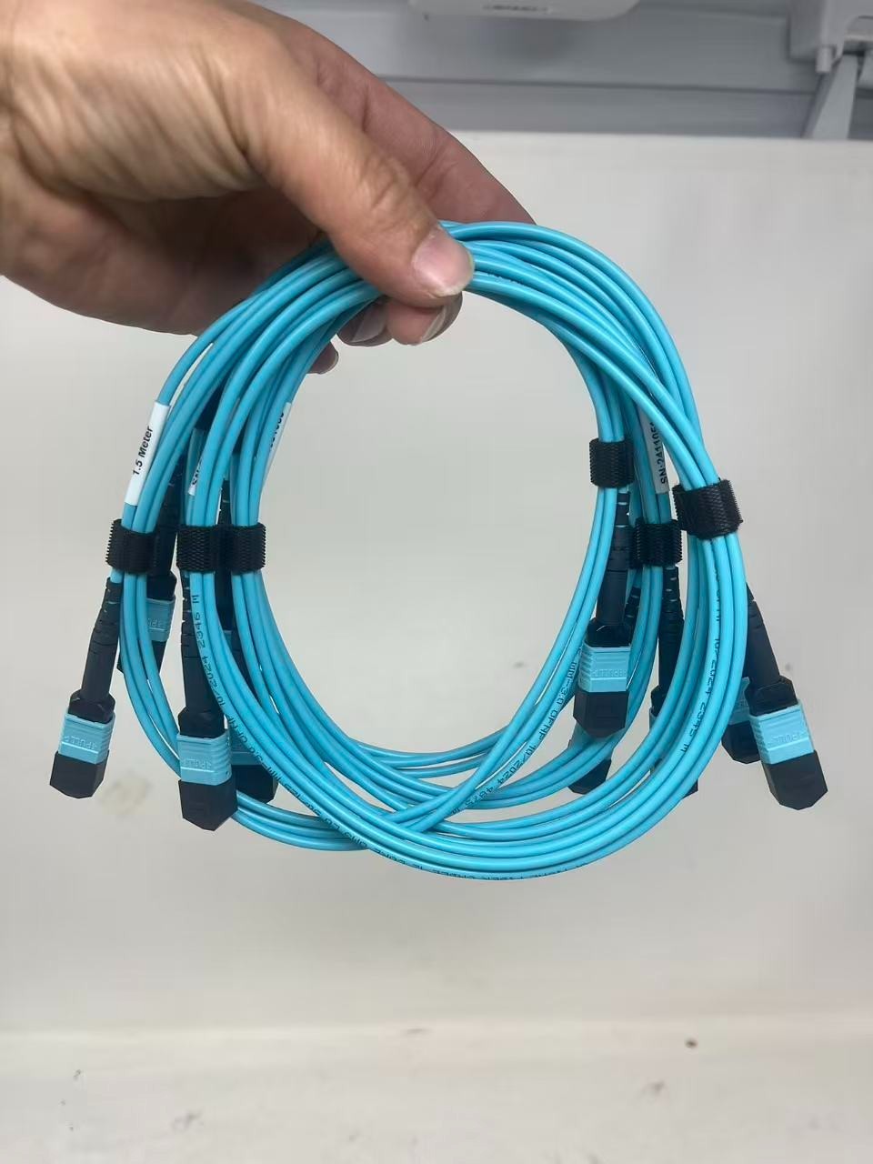 Lot of 5,12F MPO OM3 MPO Fiber Optic Cables  Type B 1.75M Aqua  female to female