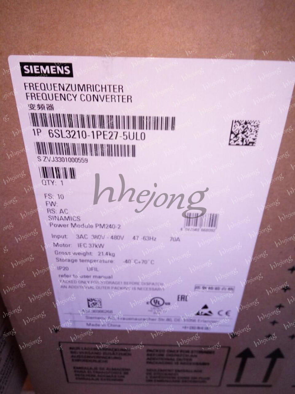 1PC SIEMENS INVERTER 6SL3210-1PE27-5UL0 6SL3 210-1PE27-5UL0 NEW