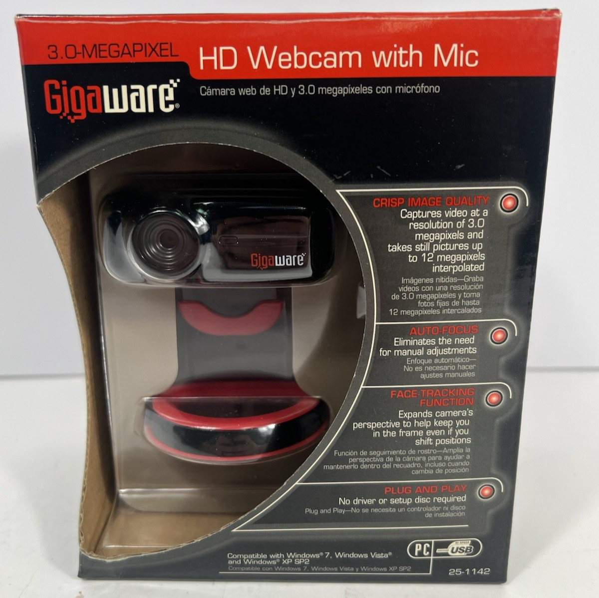 Gigaware 3.0MP USB HD Webcam with Mic Model 25-1142