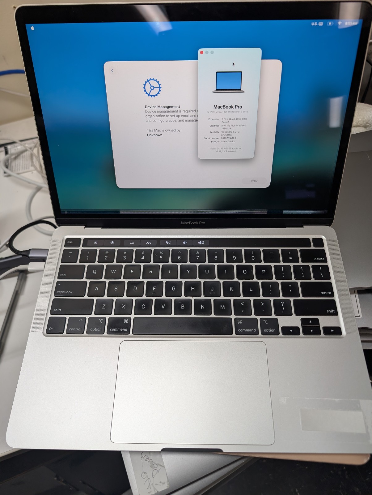 2020 13" Macbook Pro A2159 2GHz i5 16GB TAHOE - AS-IS *READ*