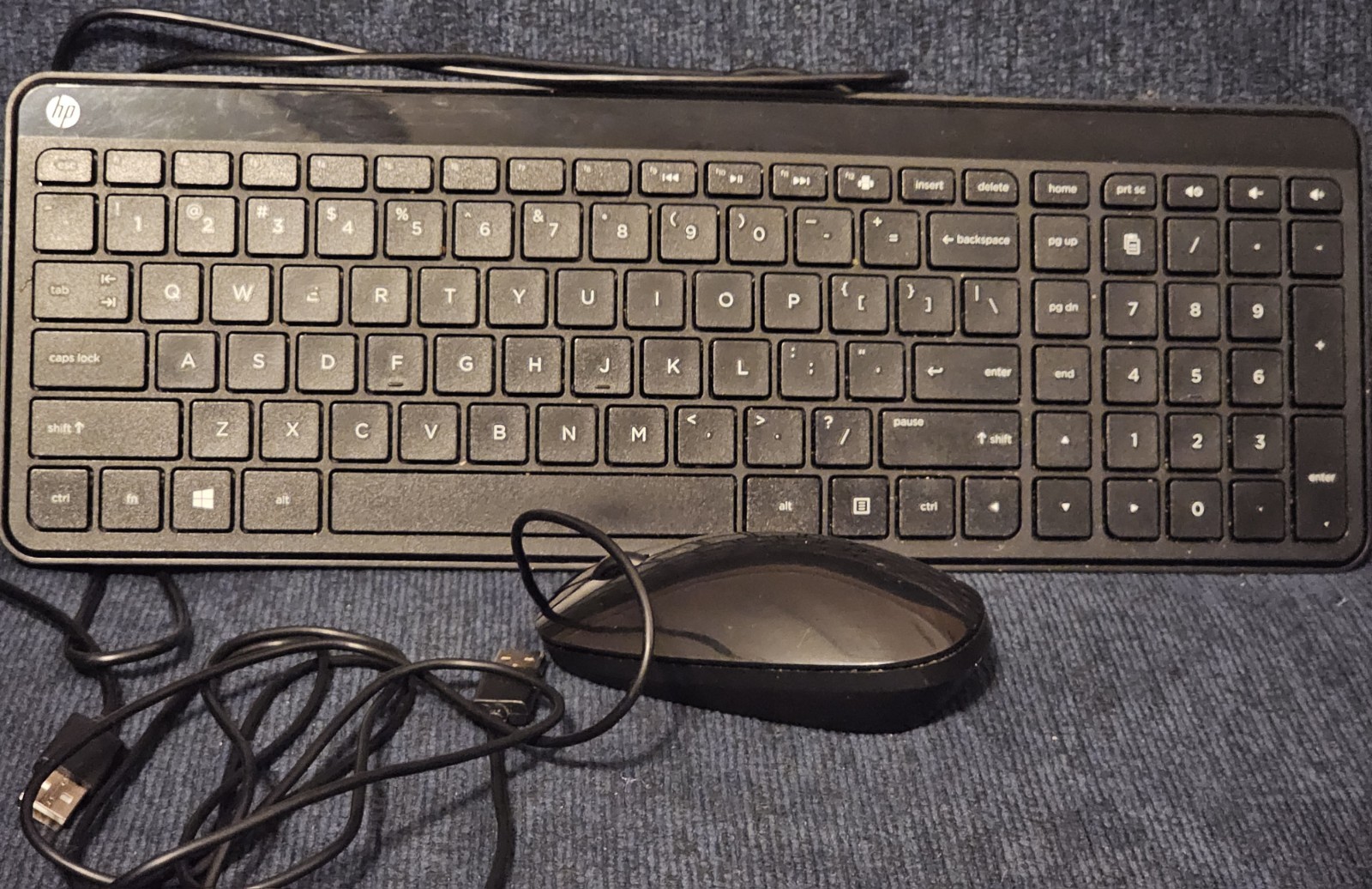HP KBAH21 Wired Slim Black Keyboard English Bundle W/HP Mouse MSU1459