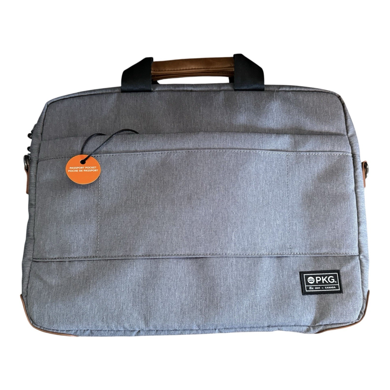 PKG 15” Laptop Messenger Bag Carry Gray No Shoulder Strap