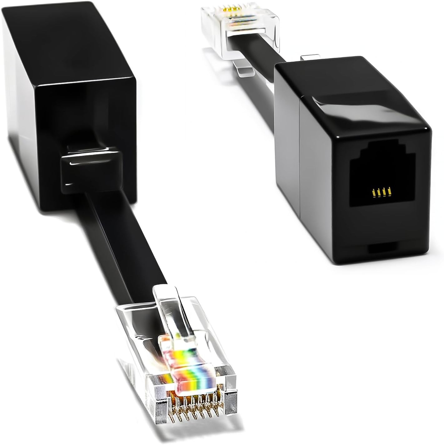 2-Pack RJ11 to RJ45 Adapter Phone Line to Ethernet – RJ11 Female to RJ45 Male fo