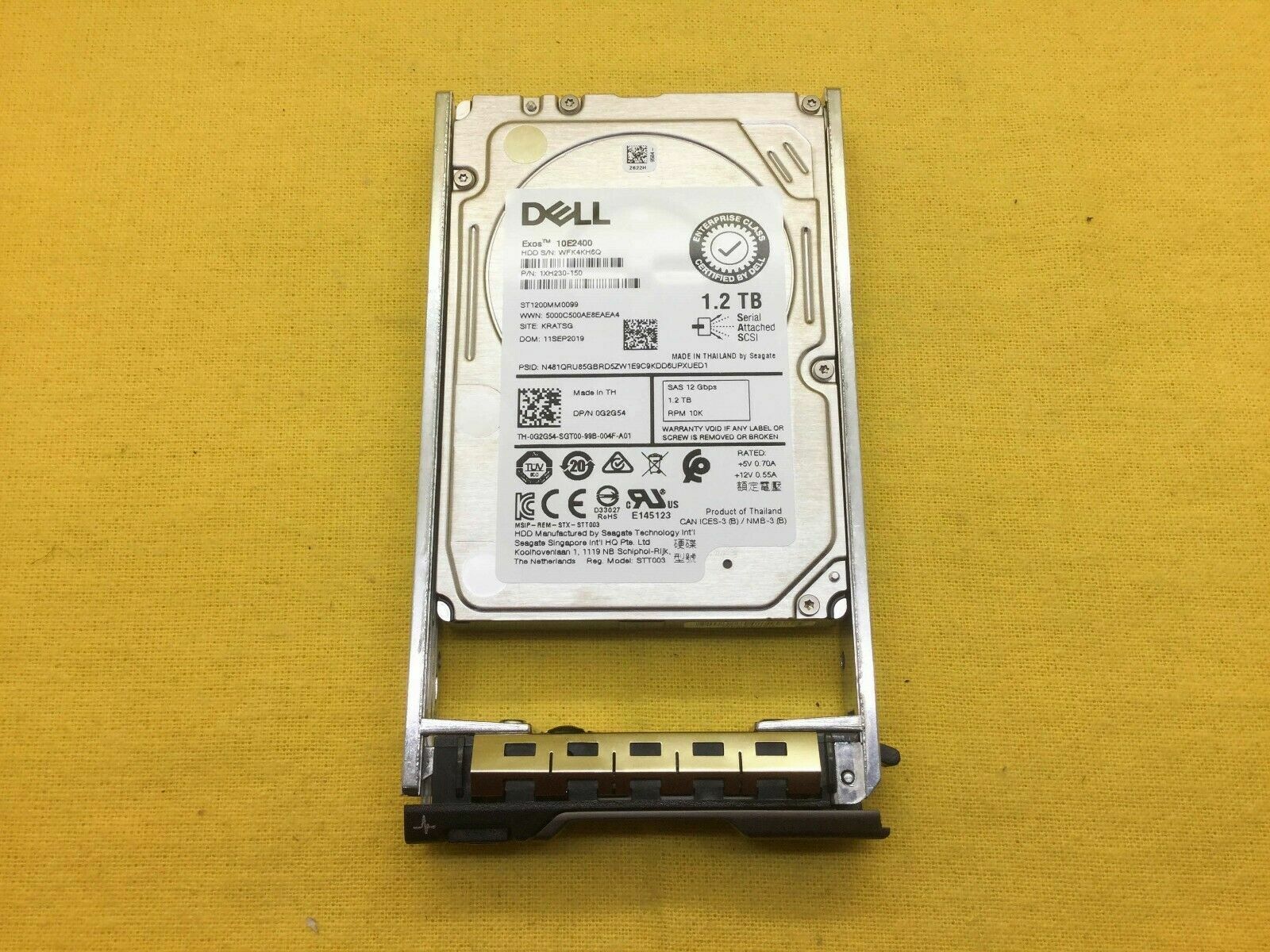 G2G54 DELL 1.2TB 12Gb/s 2.5" 10K Enterprise Hard Drive ST1200MM0099 0G2G54 
