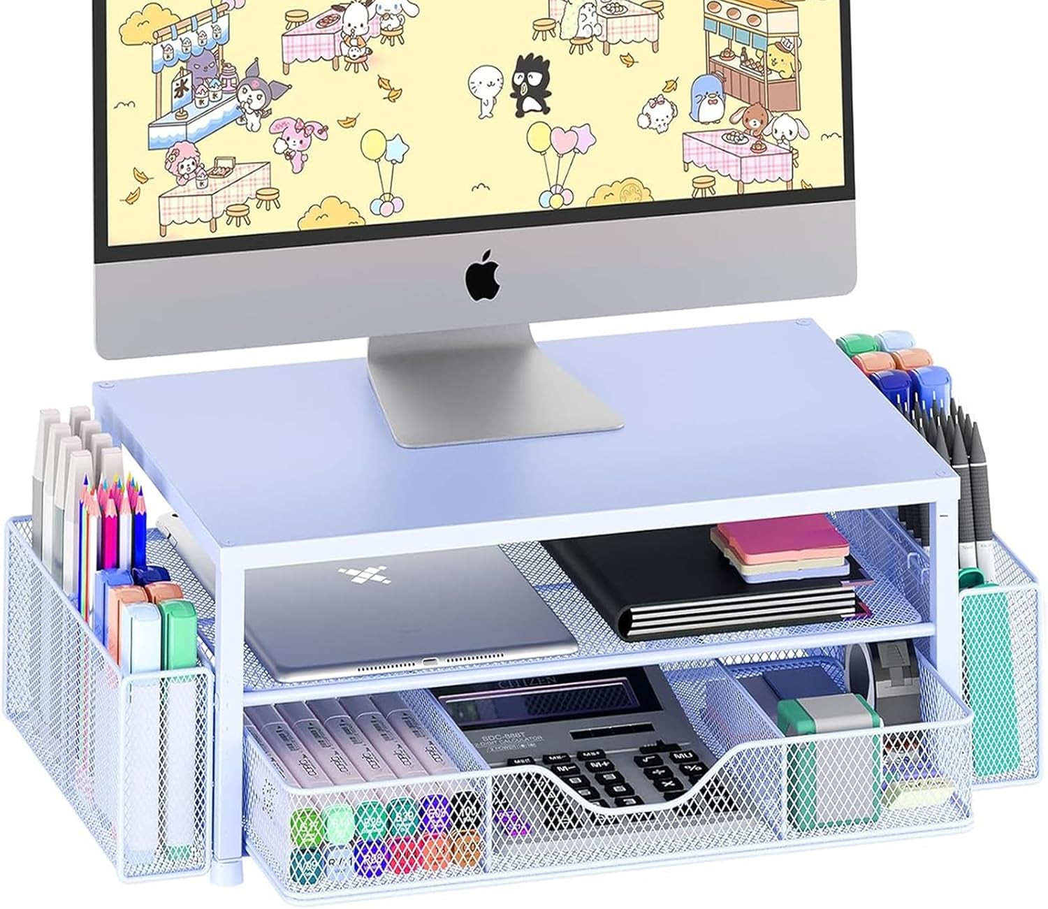OPNICE Desk Organizers and Accessories, 2-Tier Computer Monitor Stand Riser with