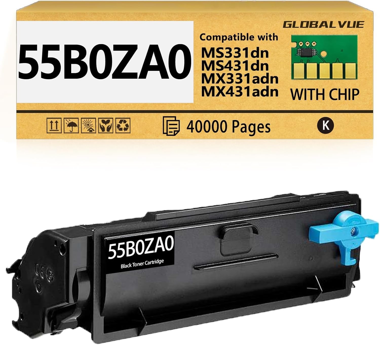 55B0ZA0 MS331 Imaging Unit Lexmark Compatible Globalvue Drum BN MS331 B3340dw