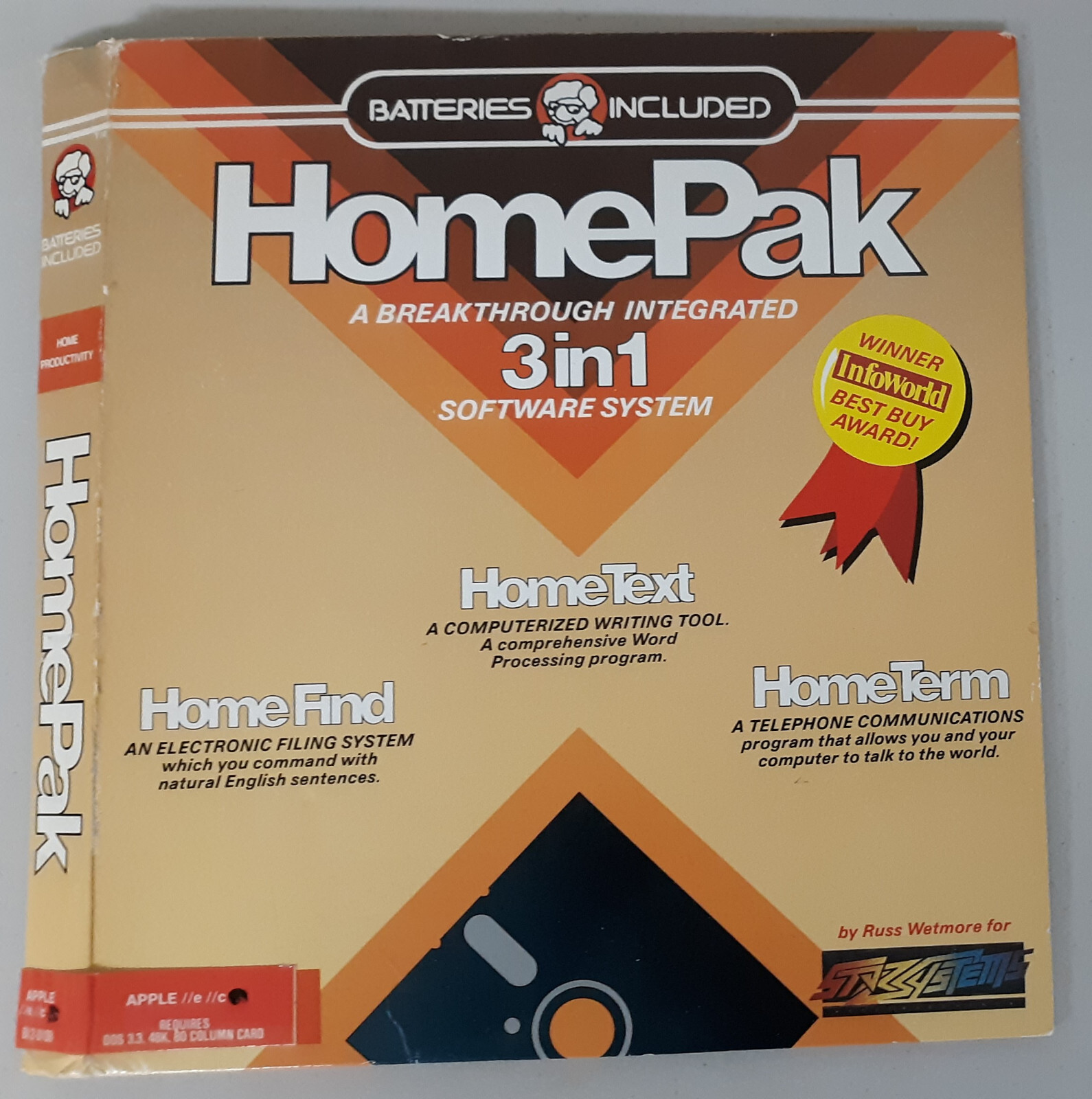 HomePak 3 in 1 Software System by Batteries Included for Apple IIe,IIc,IIgs 1985