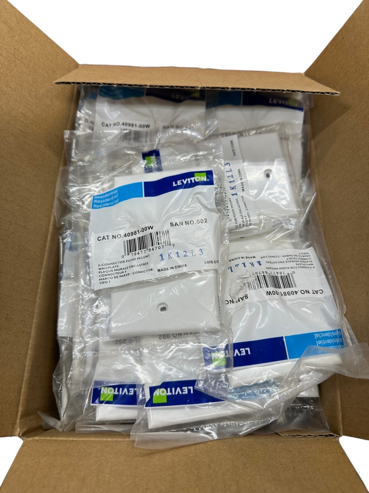 Leviton 40981-00W F-Connector Flush Mount Wallplate (BOX OF 37)🔥Fast Shipping🔥