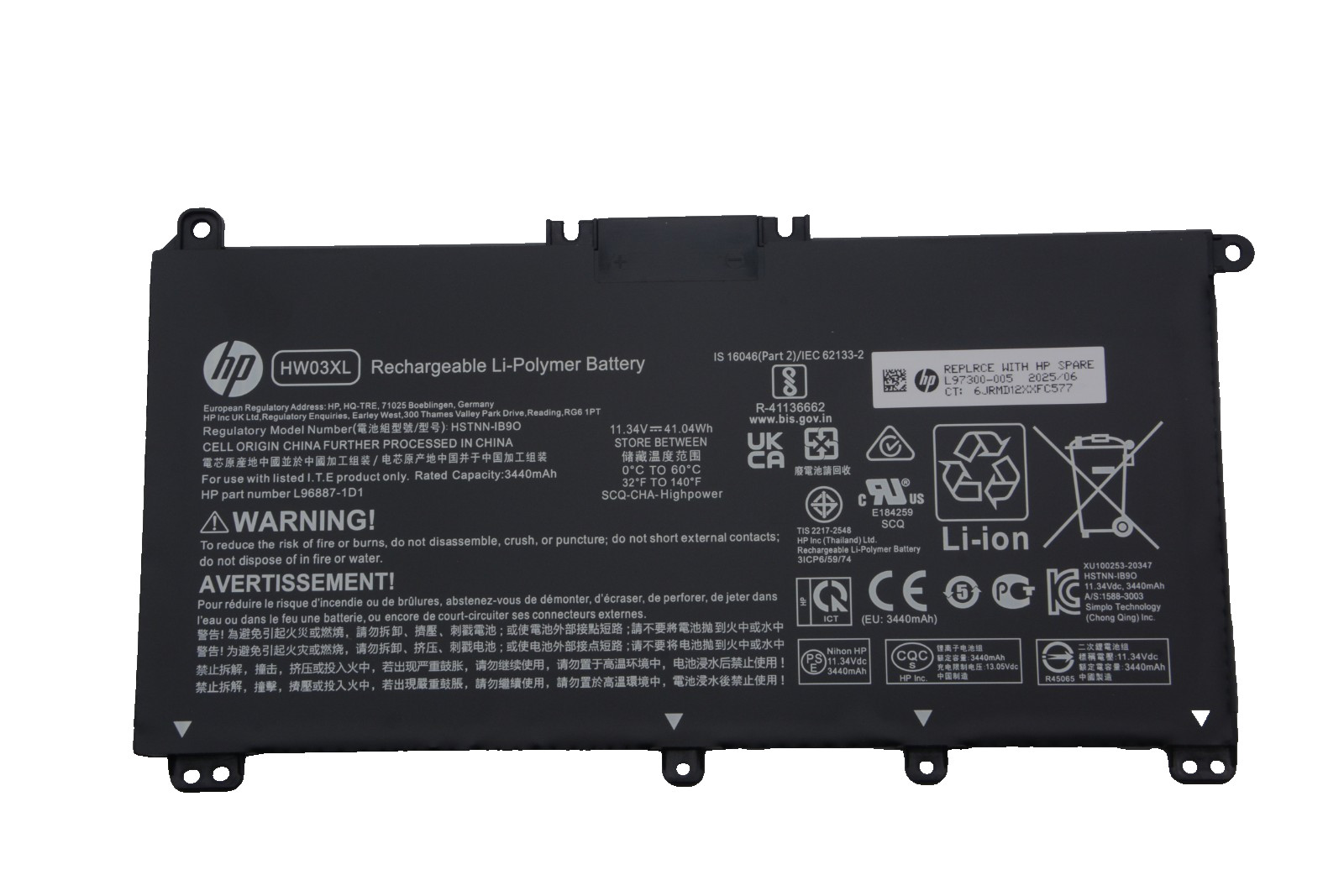 Original 41.04Wh HW03XL Battery for HP Pavilion 17-CP 15T-EG TPN-Q188 TPN-190