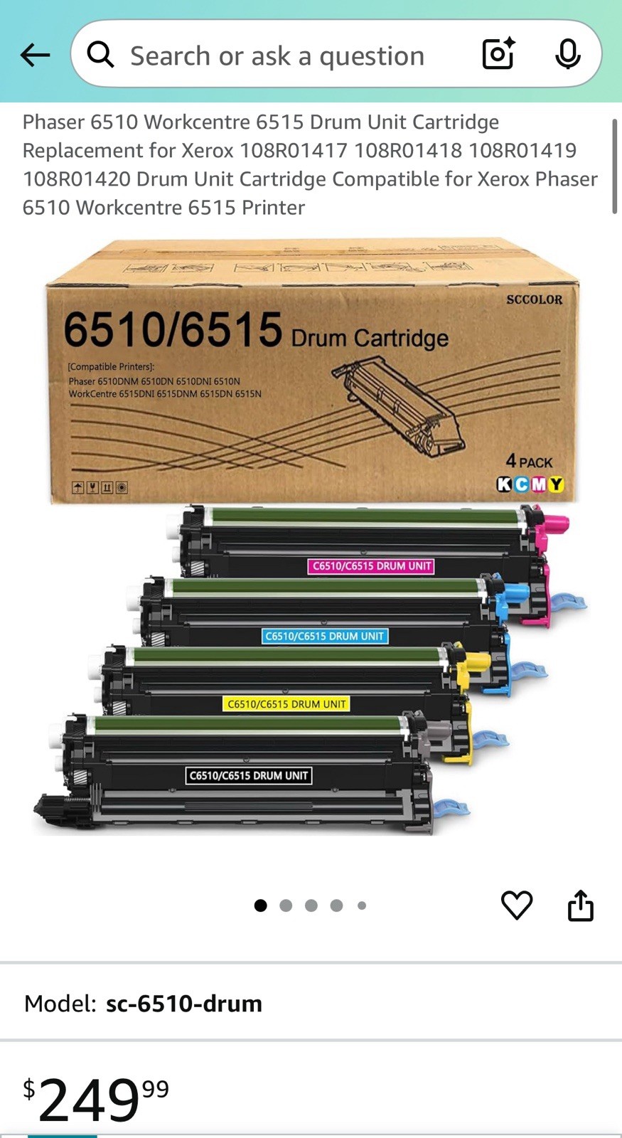 4 Pack 6510 6515 Drum Unit  for Xerox WorkCentre Phaser, Read Description