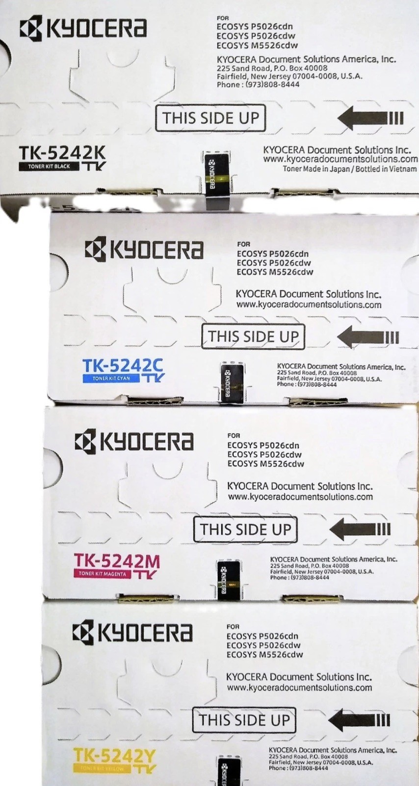 Genuine Set of 4 Kyocera TK5242 CMYK Toner Cartridges ECOSYS M5526cdw P5026cdw
