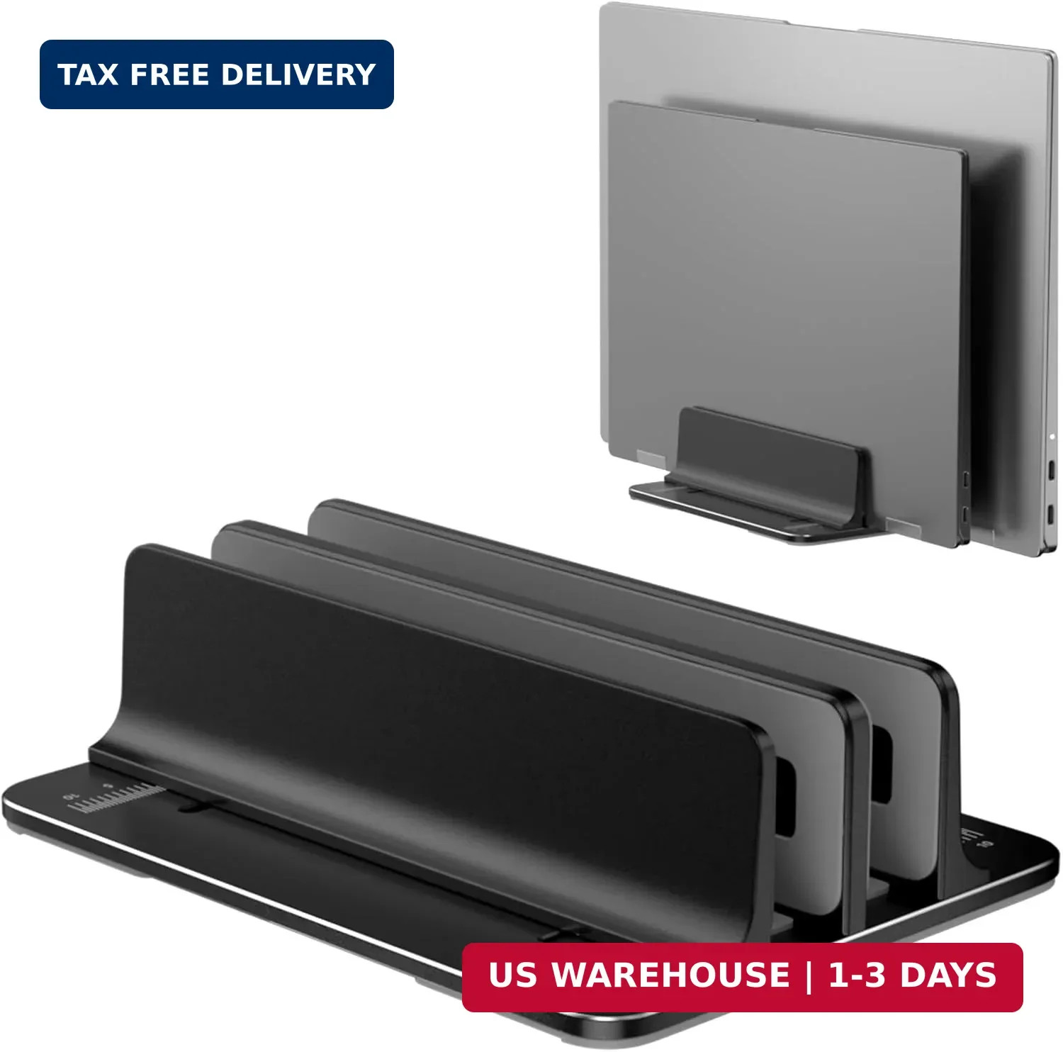 Vertical Laptop Stand for Desk Aluminum Book Holder with Adjustable Double Slot