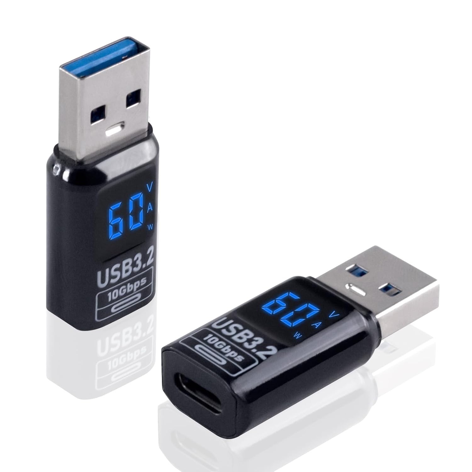 Poyiccot USB C Female to USB Male Adapter 10Gbps, with Digital Display (PD 60W/5