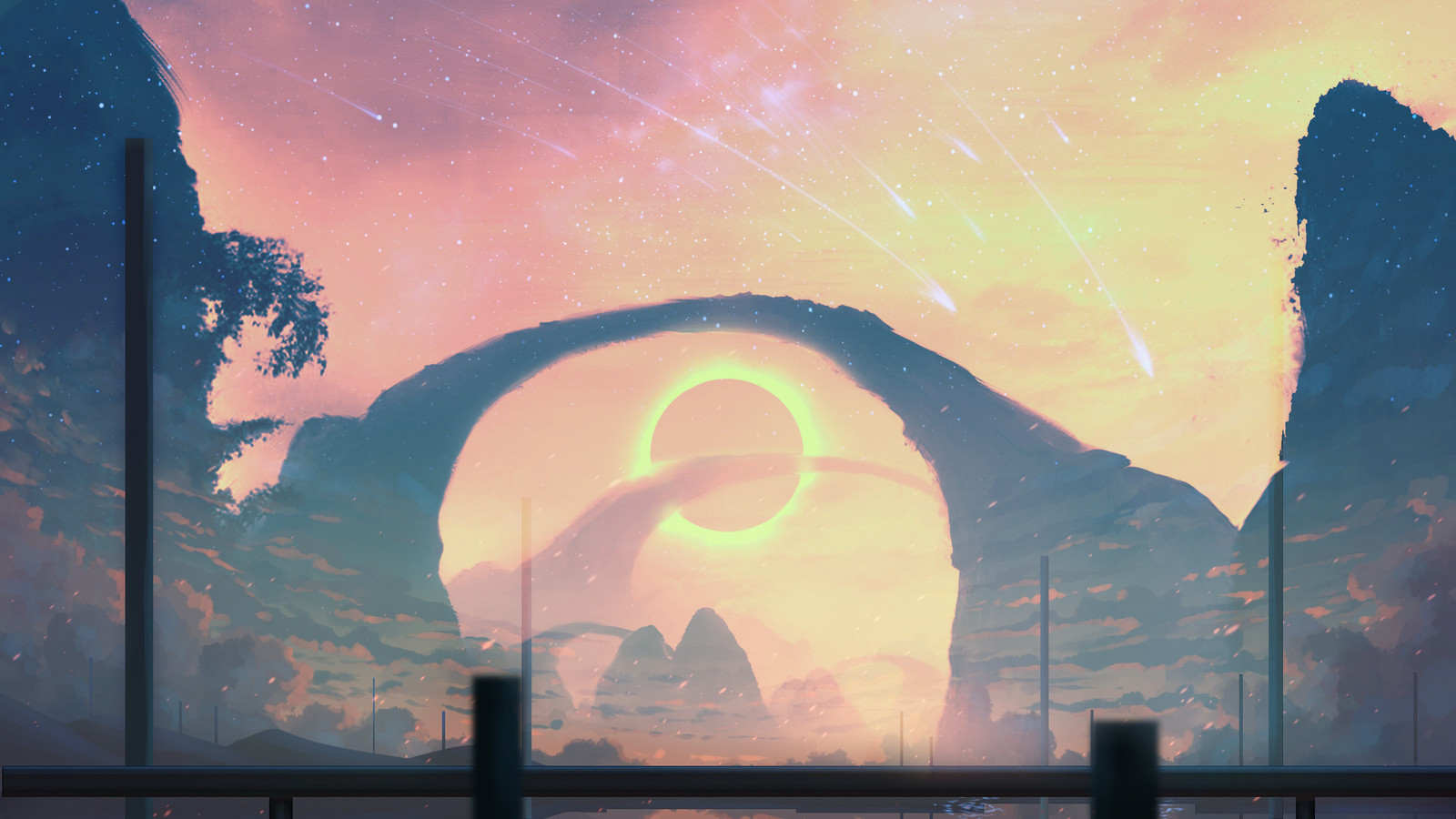 Landscape space stars mountain chain kimi no na wa Custom Gaming Mat Desk