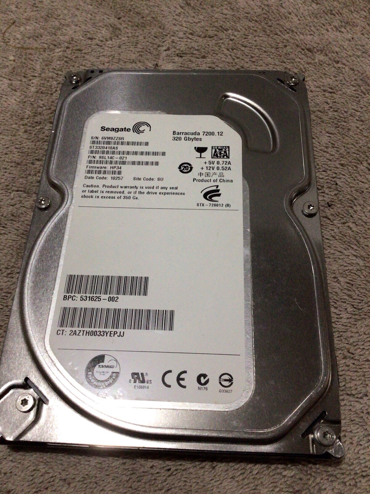 Seagate Hard Drive Barracuda 7200.12 320 Gbytes
