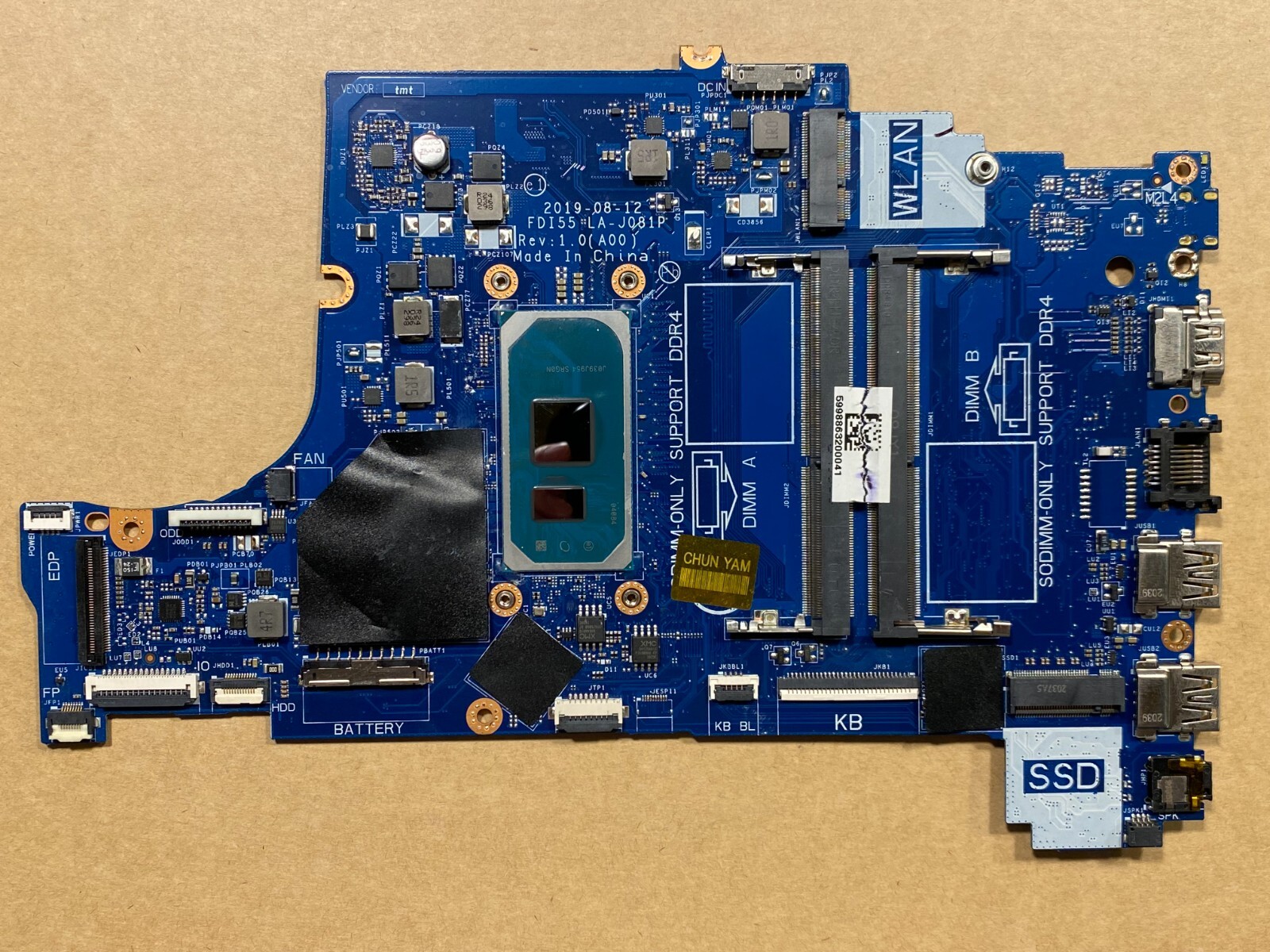 NEW Dell Inspiron 3593 5593 Motherboard Intel i7-1065G7 PTGYC 04C38 LA-J081P