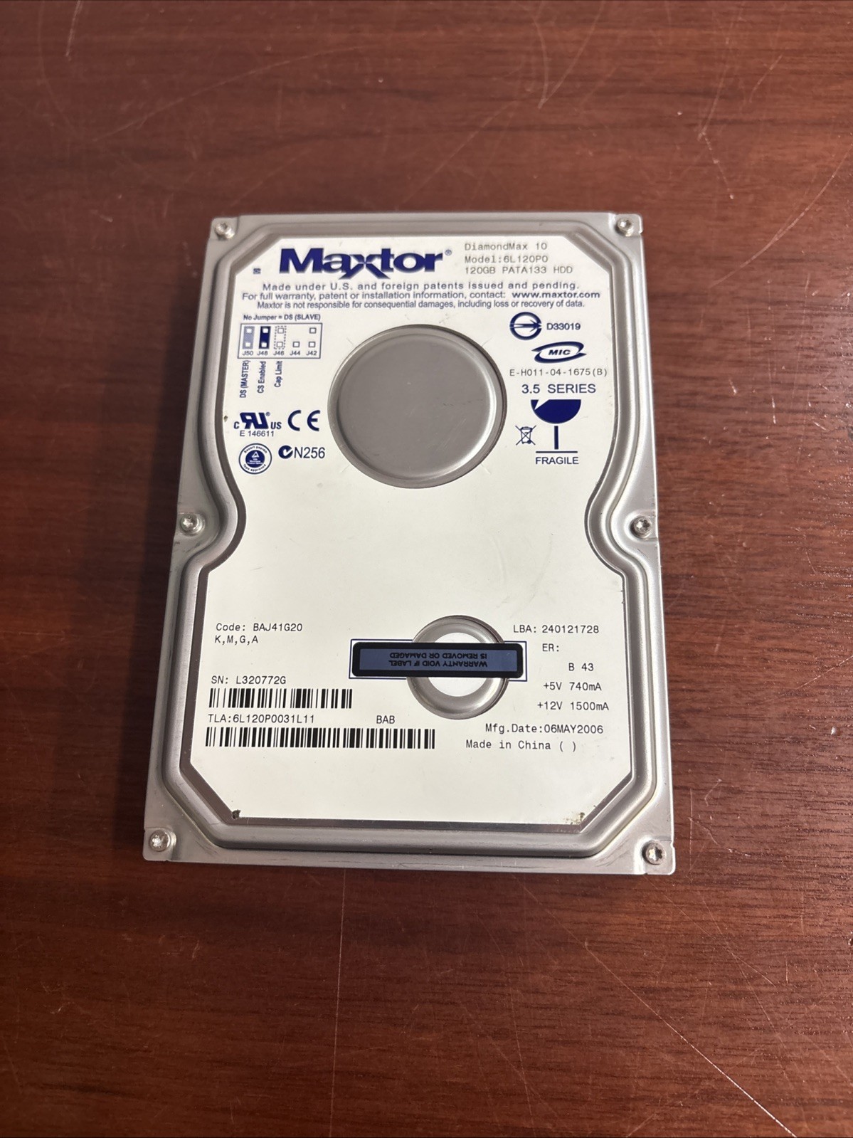 Maxtor DiamondMax 10 6L120PO 120GB HDD 3.5 Series