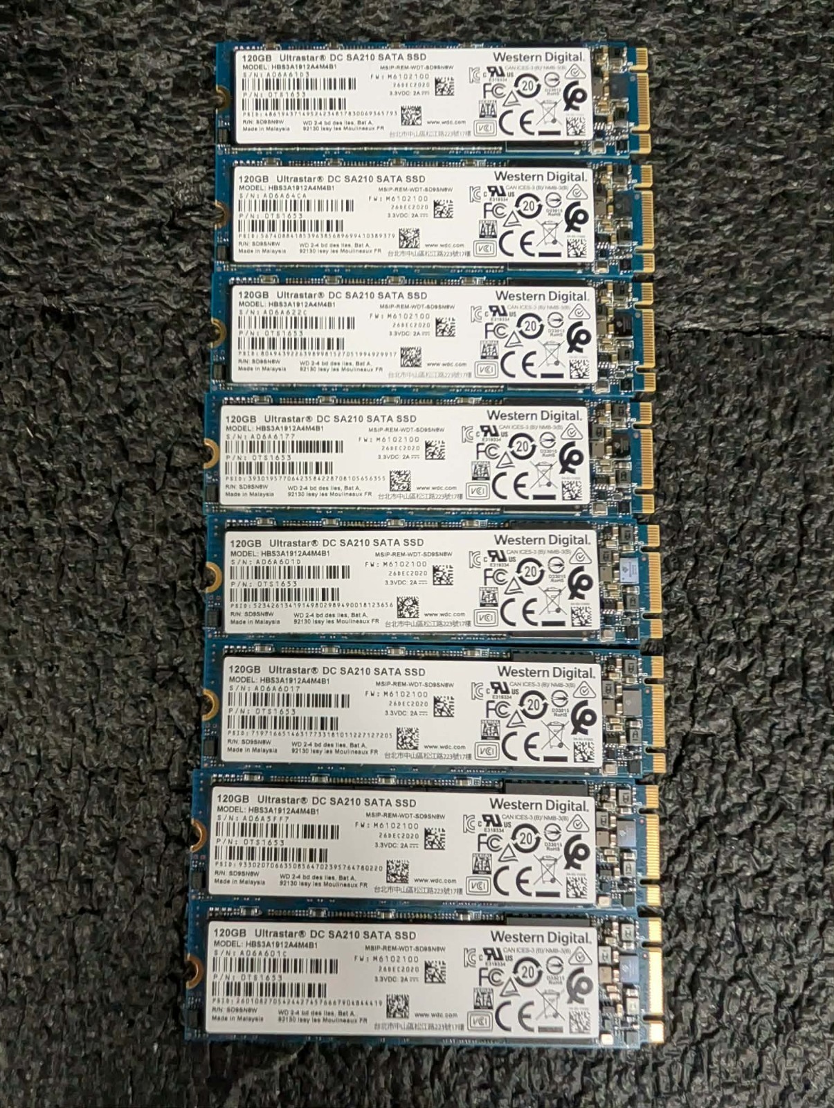 Lot 8 WD OTS1653 HBS3A1912A4M4B1 SA210 120GB M.2 2280 SATA III SSD