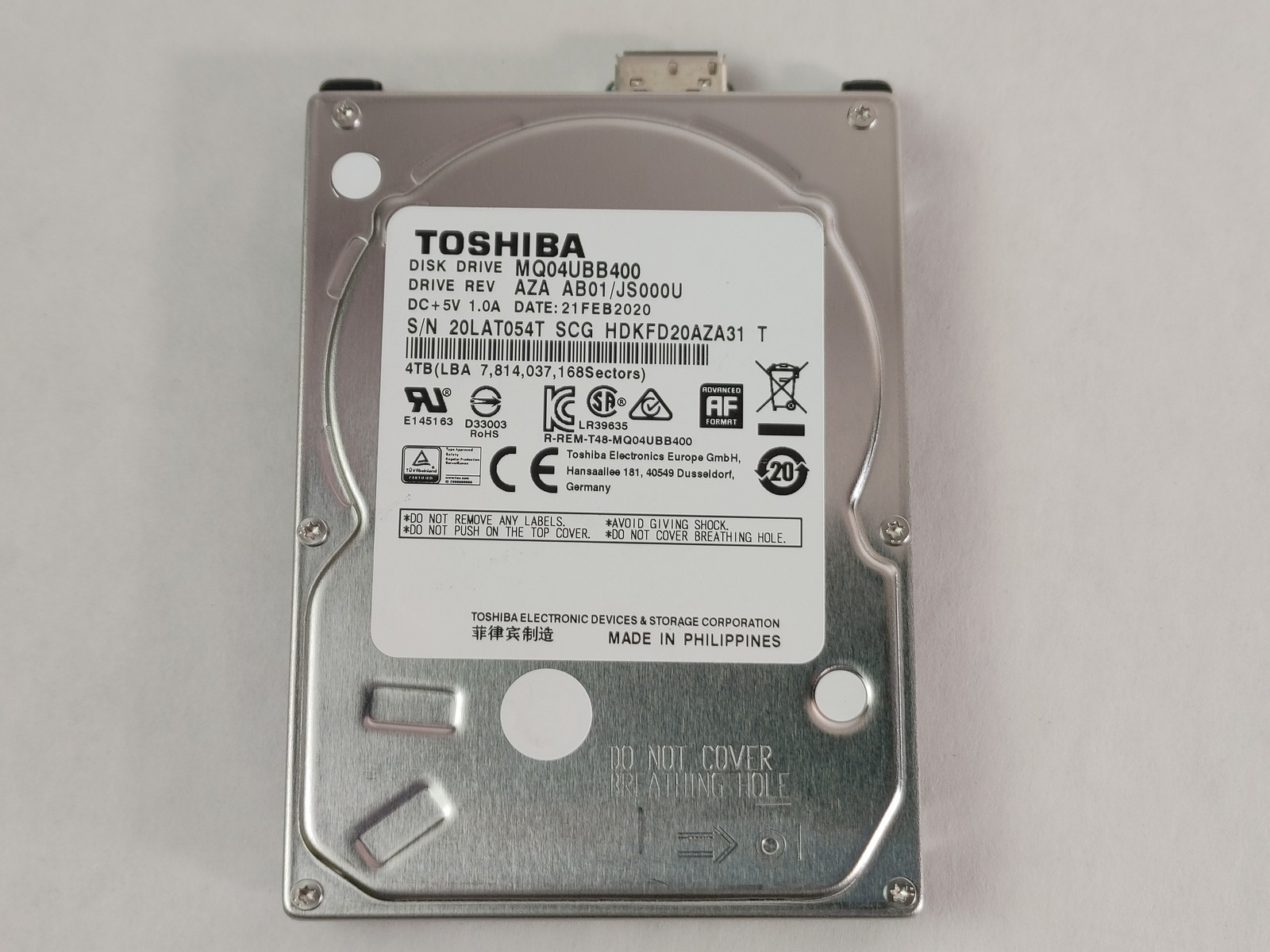 Toshiba MQ04UBB400 4 TB 2.5 in USB 3.0 External Hard Drive