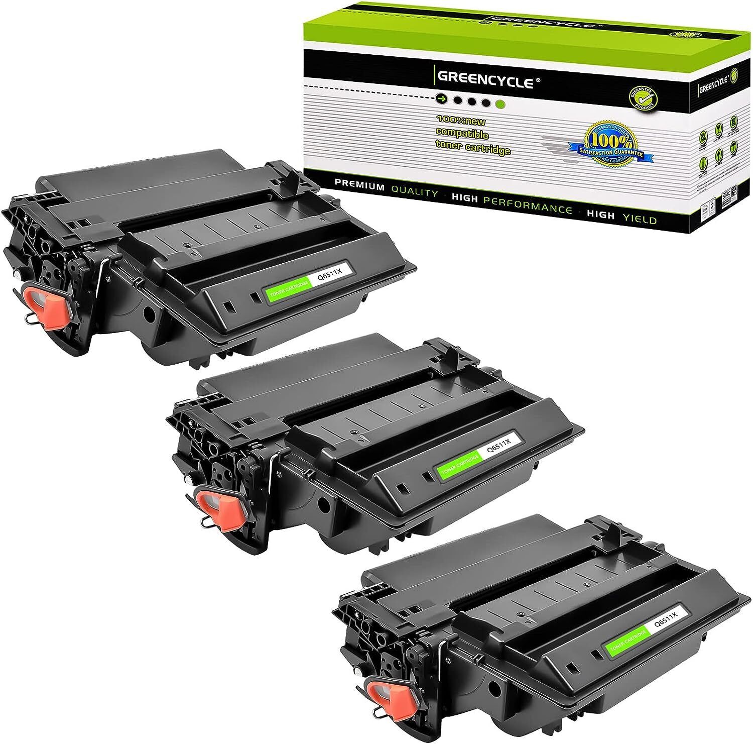 3PK Greencycle Compatible Toner fit for HP 11X Q6511X use in LaserJet 2400/2410