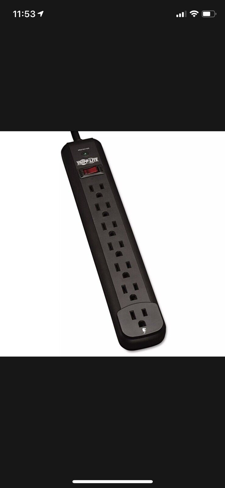 Tripp Lite 7 Outlet Surge Protector Power Strip, Extra Long 12ft Cord, Black