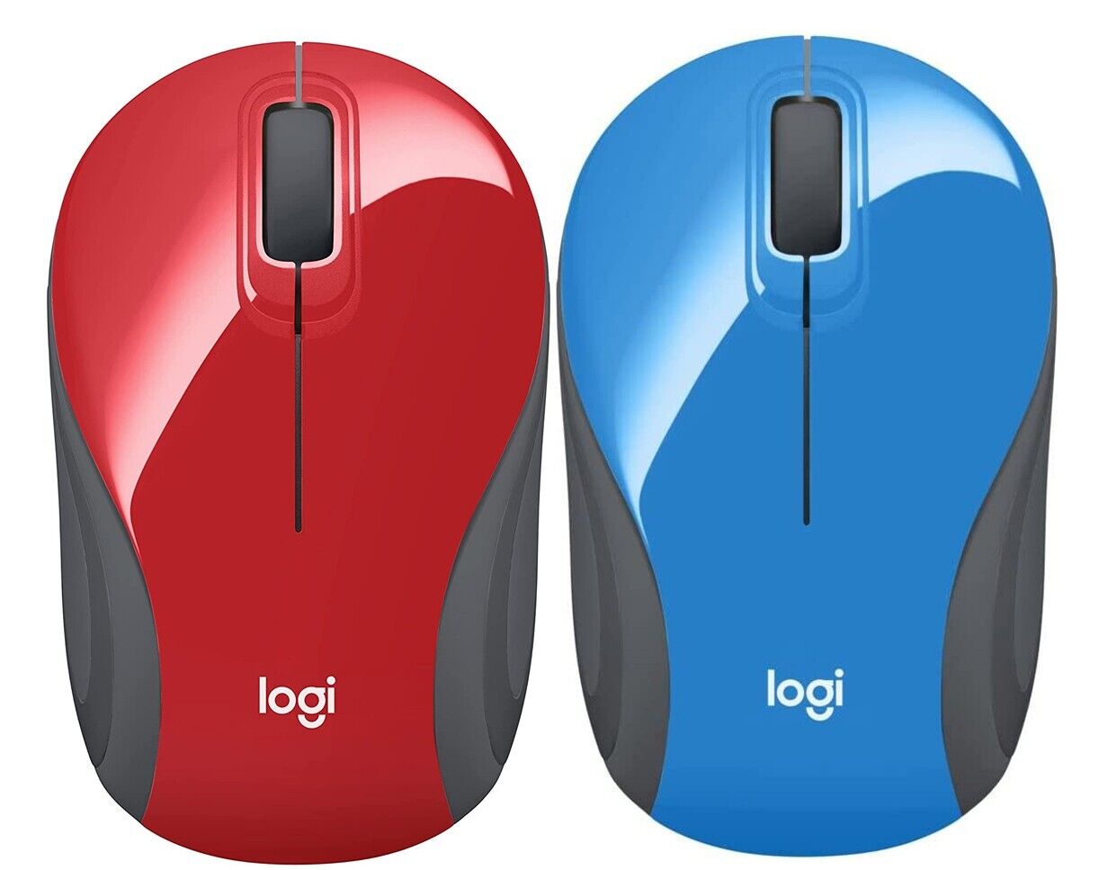 Logitech 2 PACK - M187 Mini Wireless Optical Ultra Portable Mouse - RED and BLUE