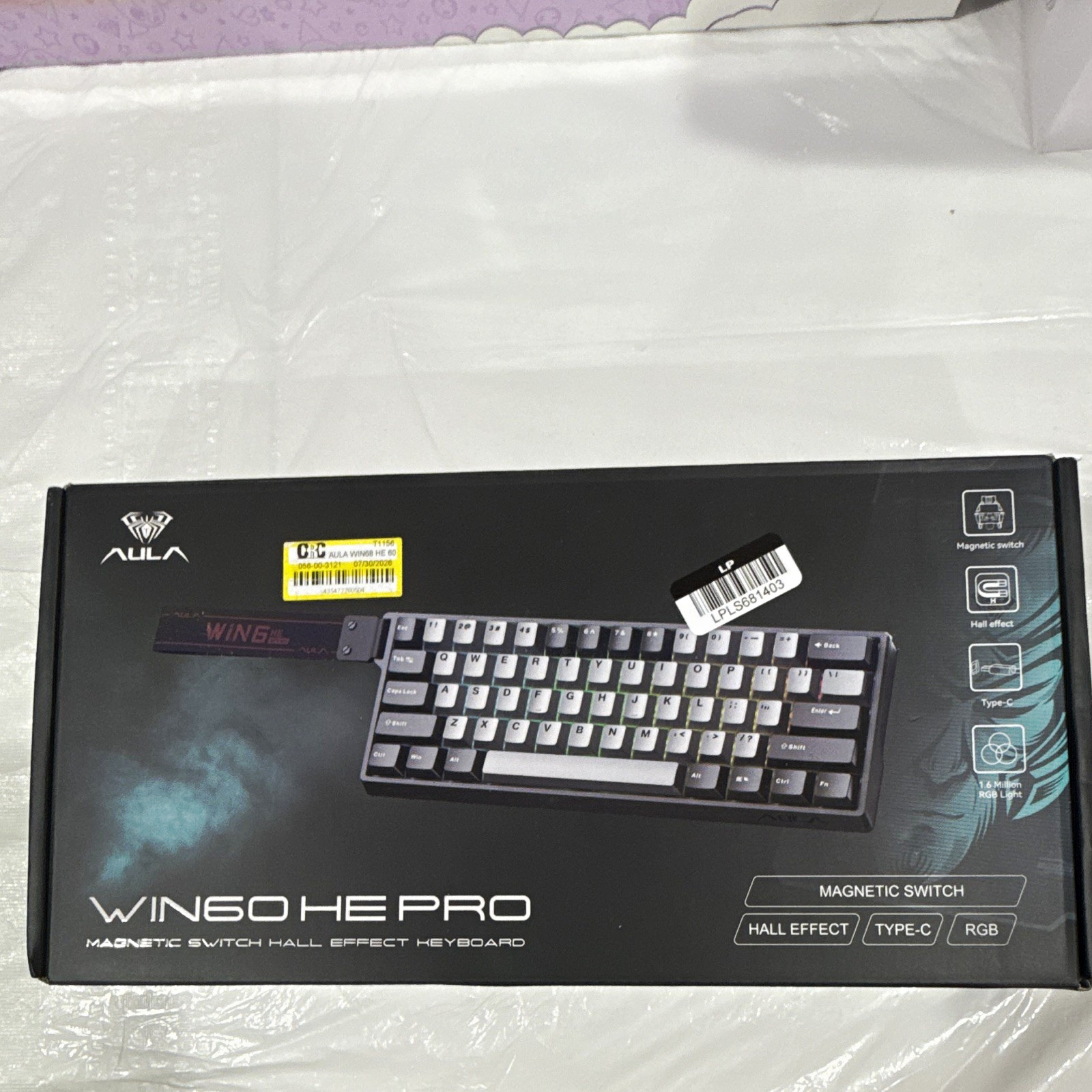AULA WIN60 HE PRO Magnetic Hall Effect RGB USB-C Keyboard Black English QWERTY