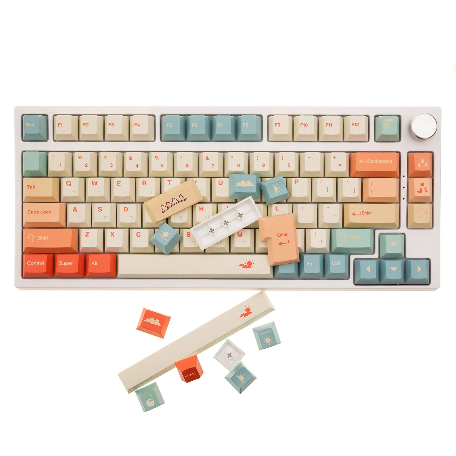 145 Keys Summer Love Theme Keycaps Set Cherry Profile PBT DyeSub Orange