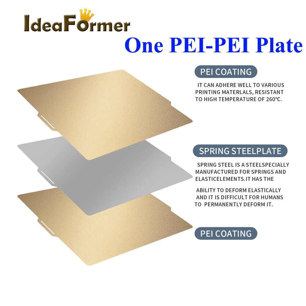 257x257mm Build Plate Double Side Textured PEO PET PEI PEY H1H Spring Steel Bed