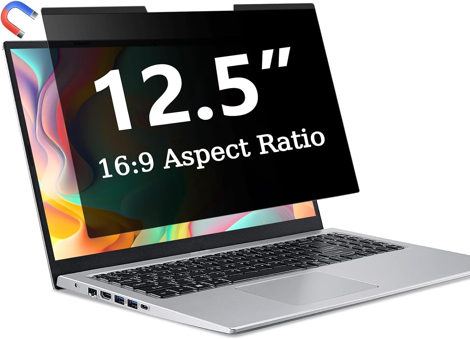 Magnetic Laptop Privacy Screen 12.5 Inch 16:9, Removable Privacy Filter, Anti