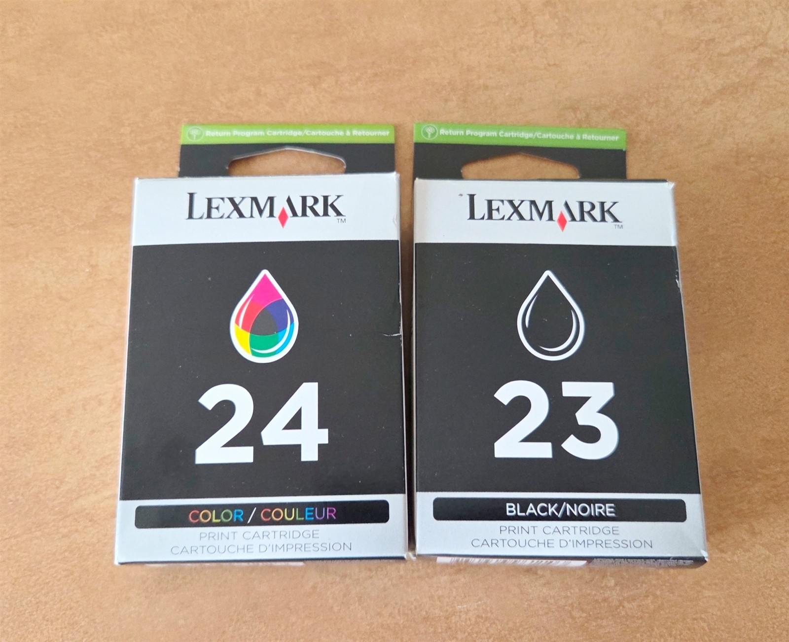 Lot of 2 Genuine Lexmark 23 Black & 24 Color Ink Cartridges Still Sealed